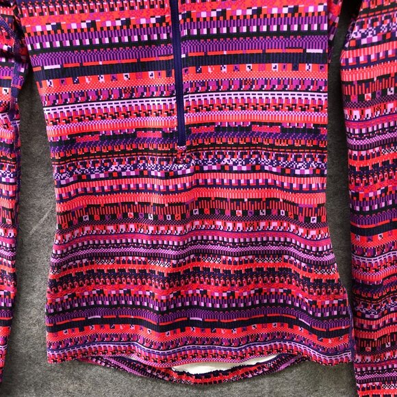 Nike‎ Pro Hyperwarm Long Sleeve Half Zip Pullover Womens XS Pink Geometric Shirt - Picture 4 of 10